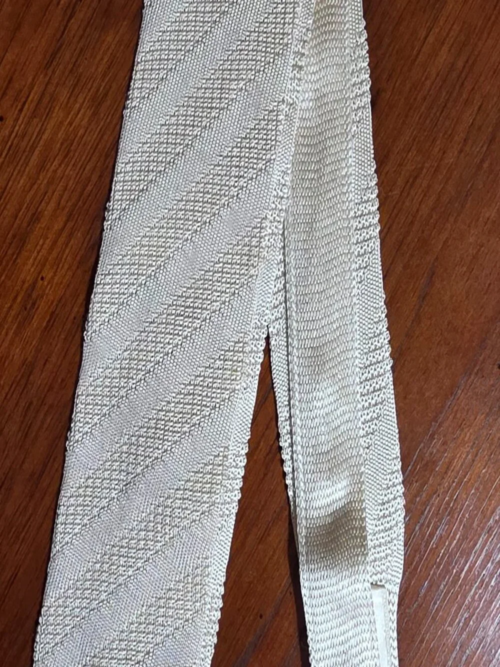 BOSS Hugo Boss Square End Knit Tie Off White Cream Diagonal Texture Italy